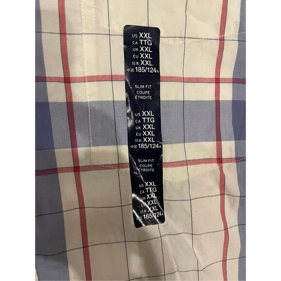 Gap Men’s XXL Slim Fit White and Blue Striped Dress Casual Button Down New - Picture 2 of 4